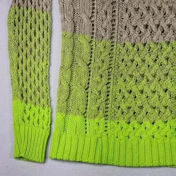 American Eagle AEO Women's Sweater XS Open Weave Ombre Beige Green Soft Pullover - Picture 7 of 16